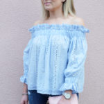 Blue Ruffled Off the Shoulder Top and Jeans