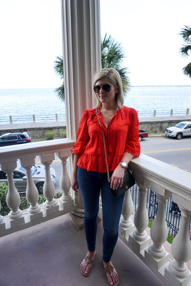 The Cutest Red Top Paired with my Favorite Sandals // Cashmere & Jeans // Chicago, IL