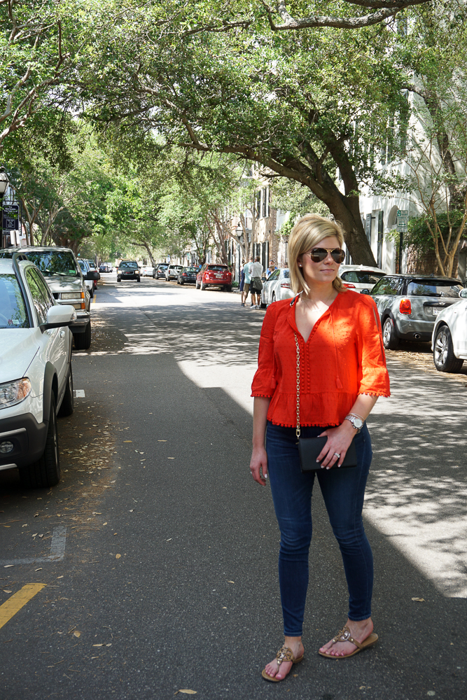 The Cutest Red Top Paired with my Favorite Sandals // Cashmere & Jeans // Chicago, IL