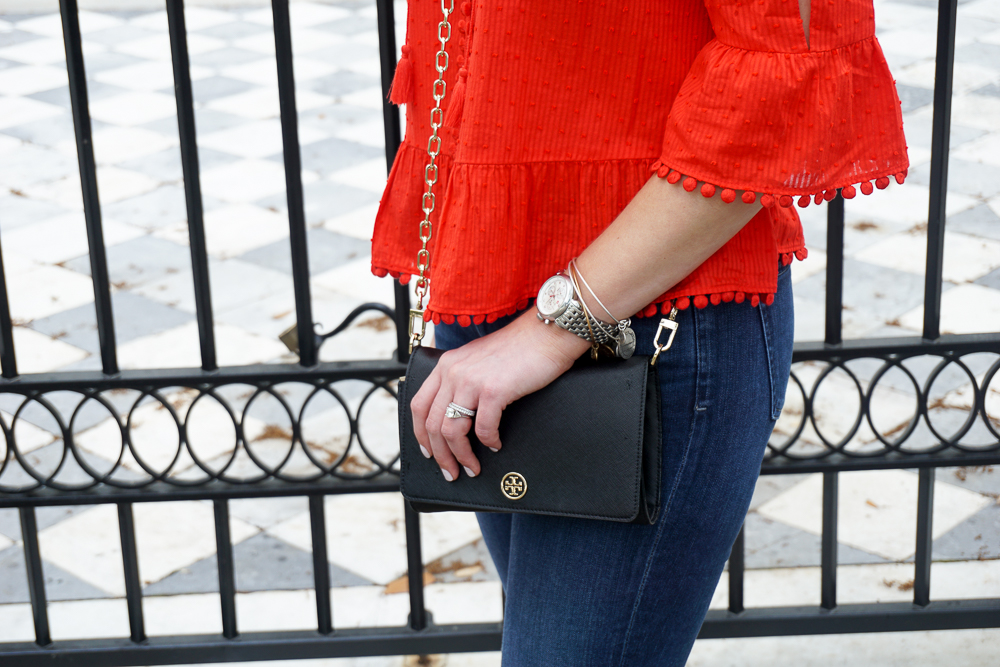 The Cutest Red Top Paired with my Favorite Sandals // Cashmere & Jeans // Chicago, IL