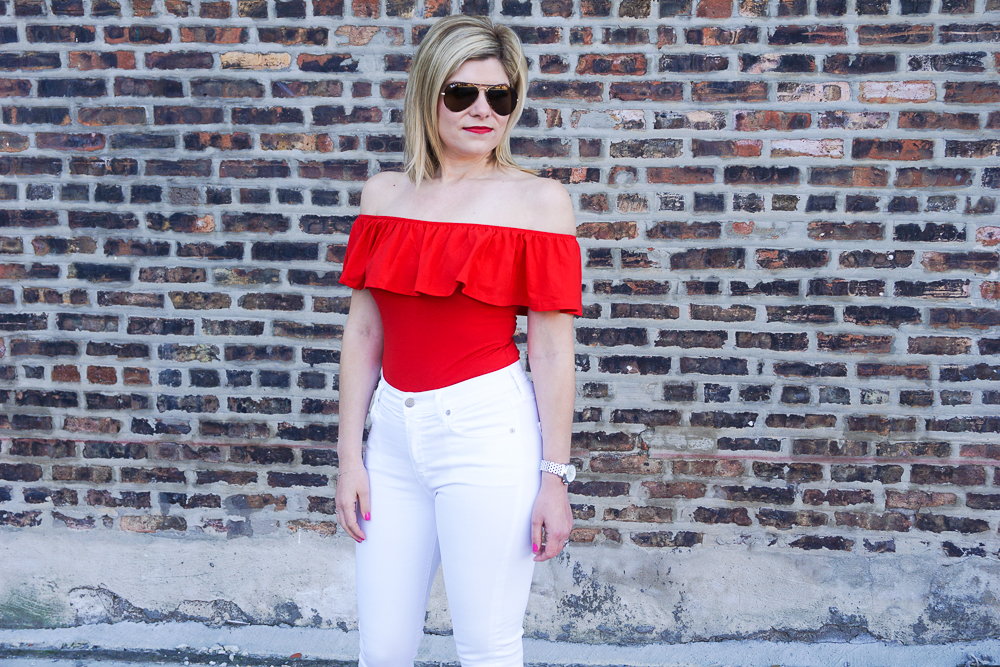 Off the Shoulder Top Under $40- Perfect for Memorial Weekend