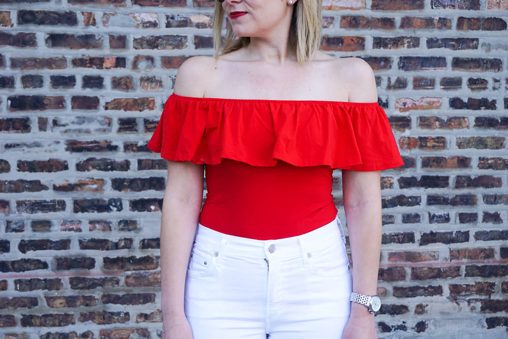 Off Shoulder Top Red