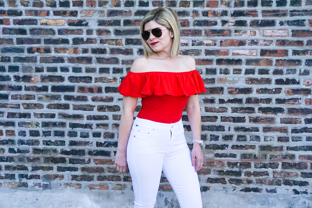 Off the Shoulder Top Under $40- Perfect for Memorial Weekend