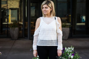 Lace Cold Shoulder Top by Line & Dot