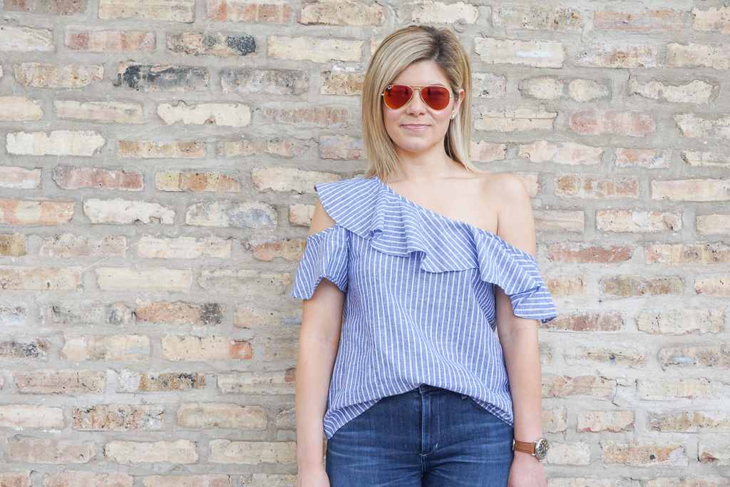 ruffle striped top