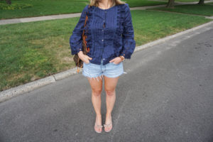 navy eyelet top