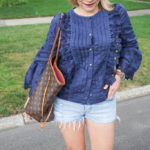 Navy Eyelet Top