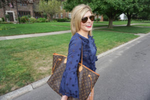 navy eyelet top