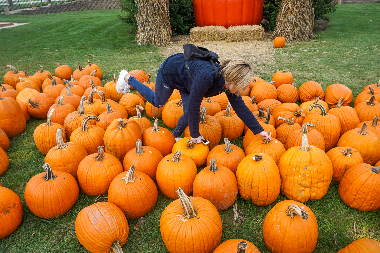 picking out a pumpkin