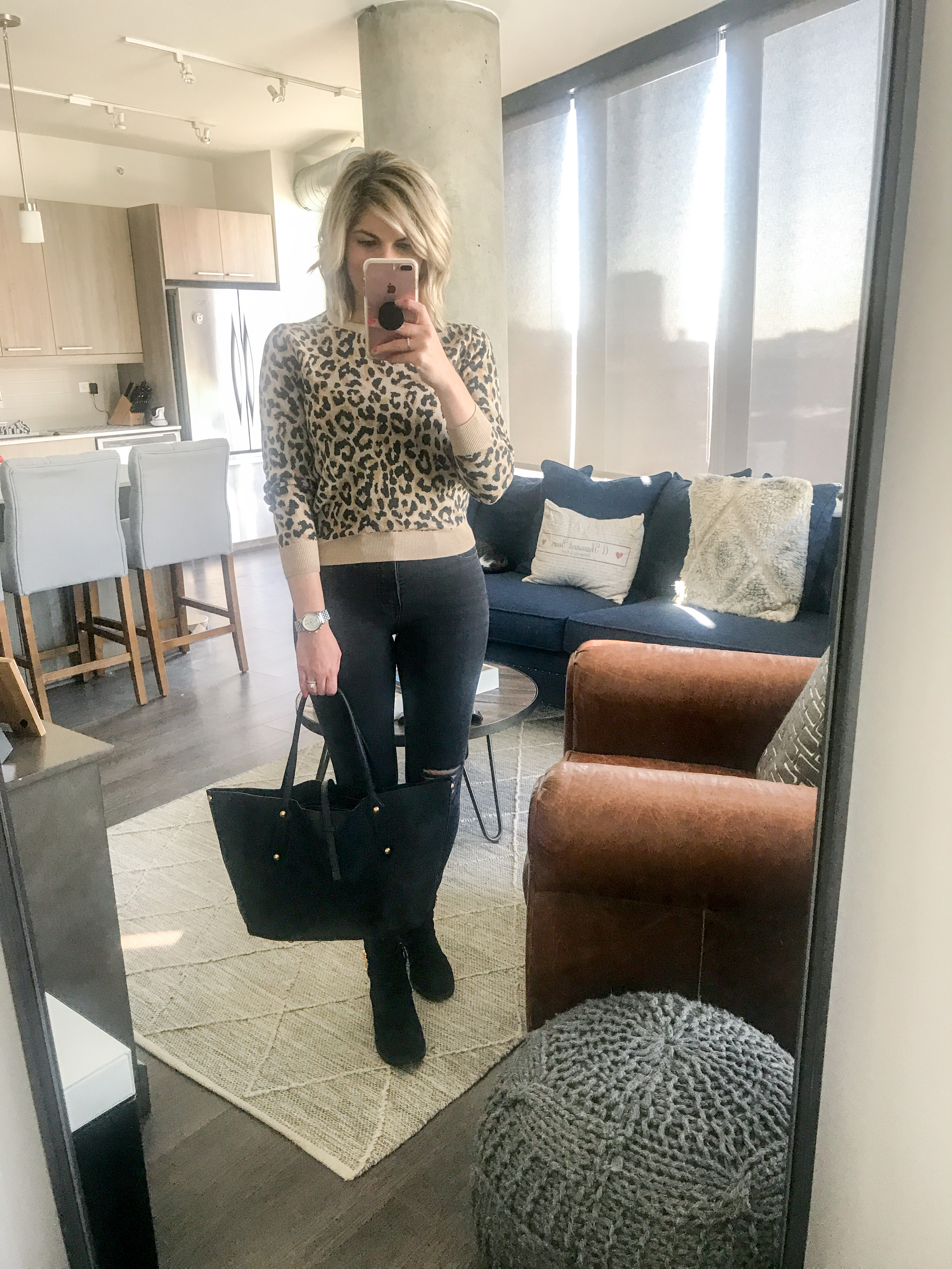 try on session leopard sweater