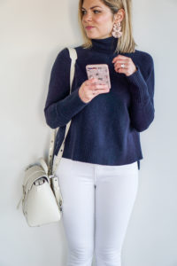 navy and white outfit