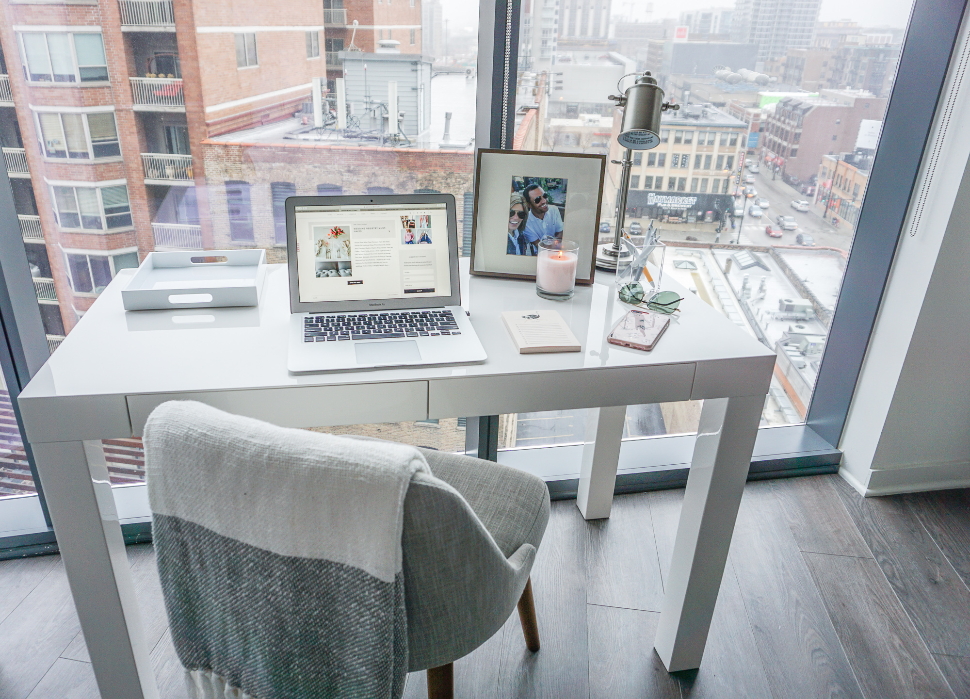 white desk reveal