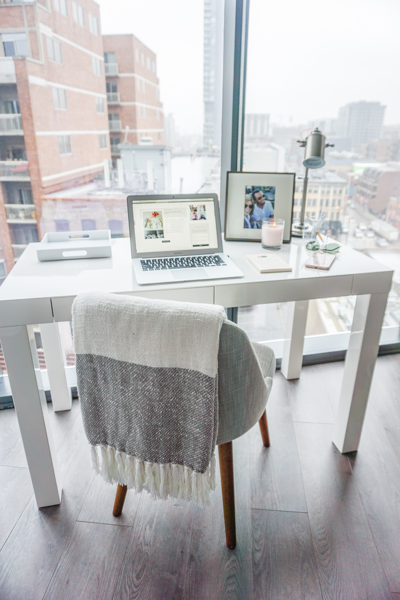 West Elm white desk