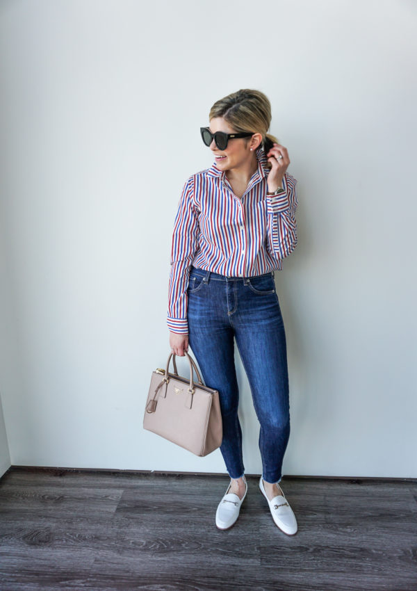 stripped top and jeans