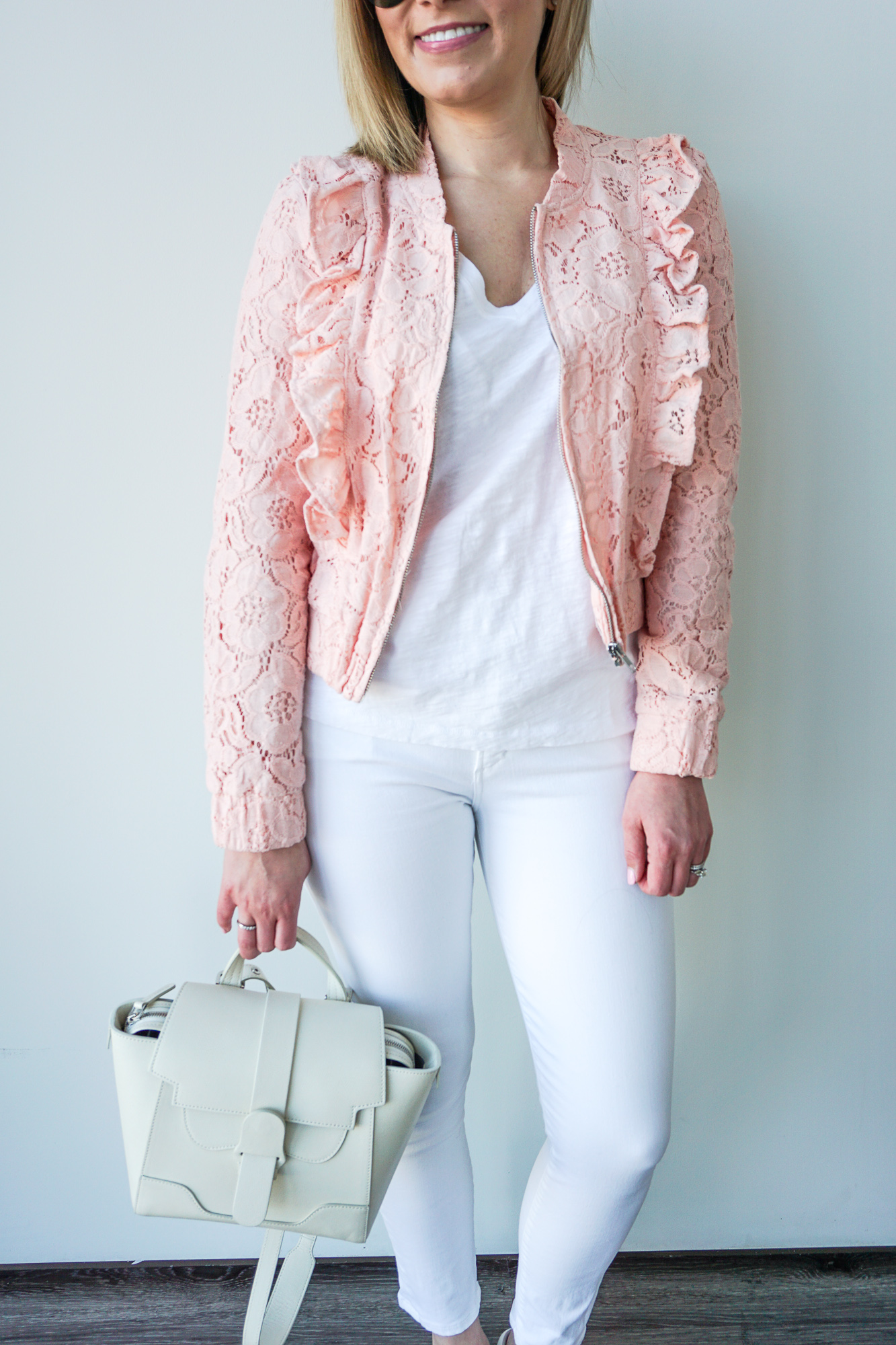 pink bomber jacket outfit
