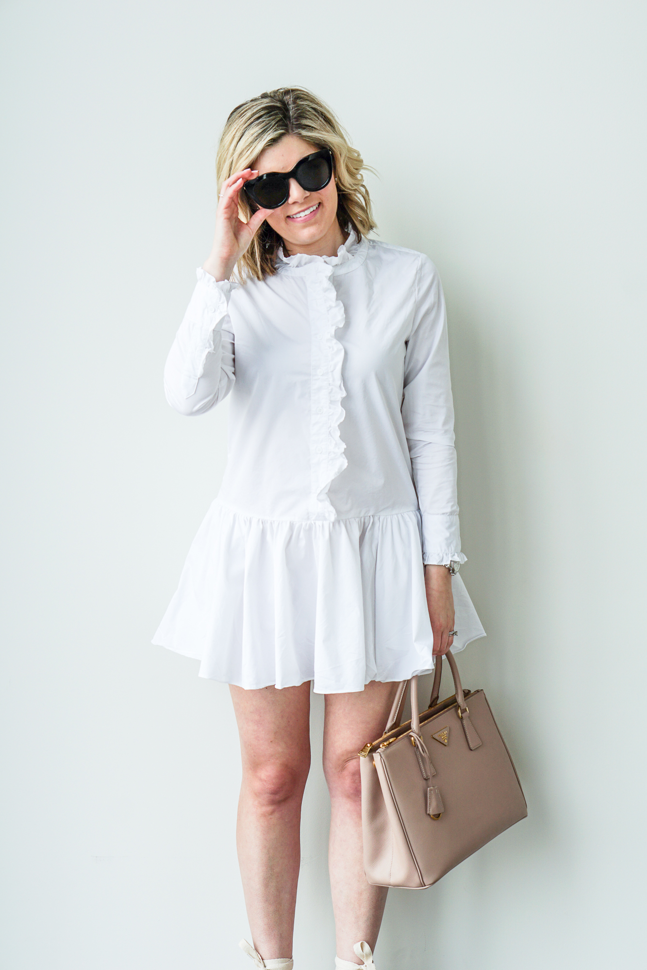 white ruffle dress