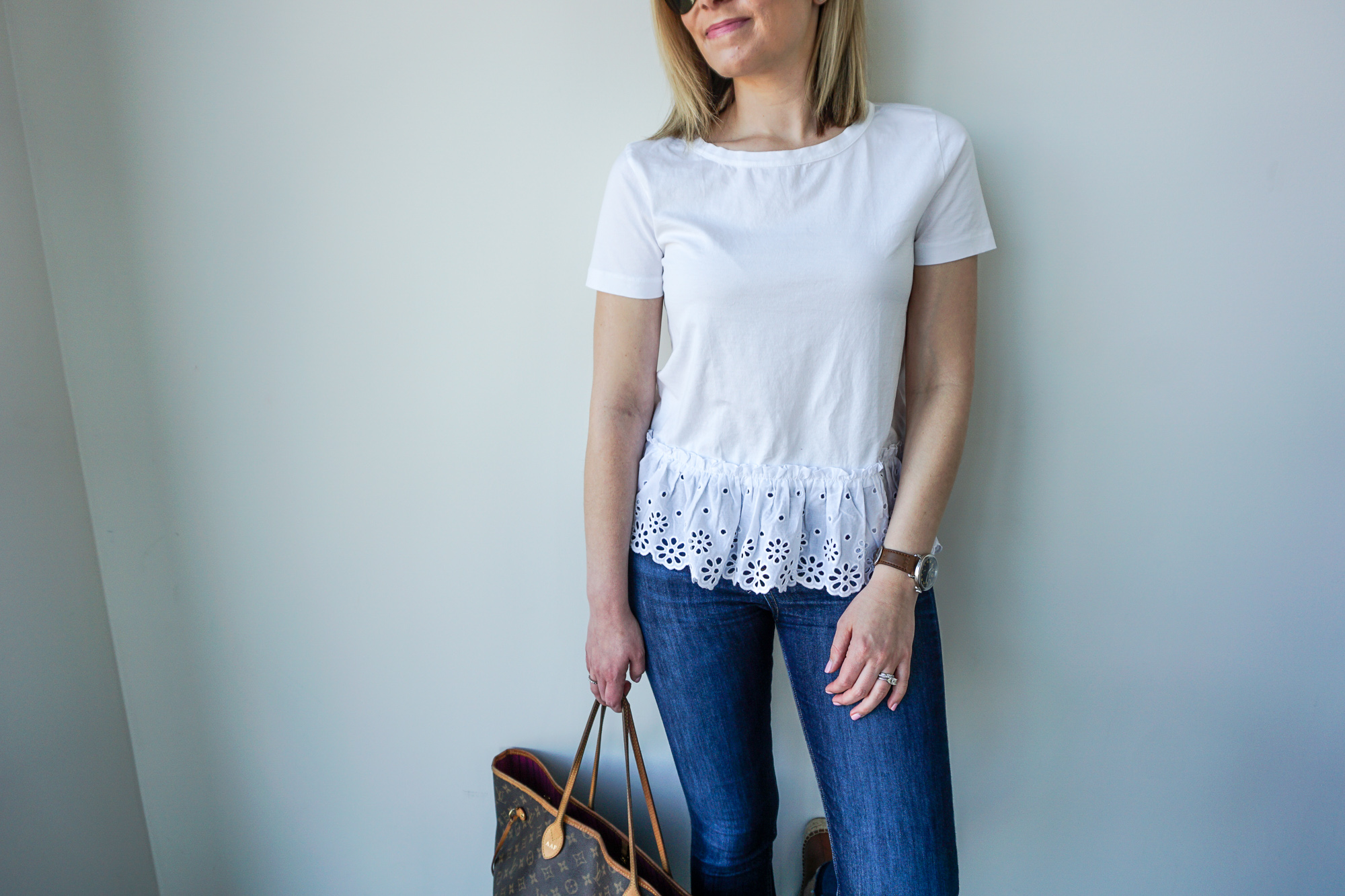 eyelet peplum tee