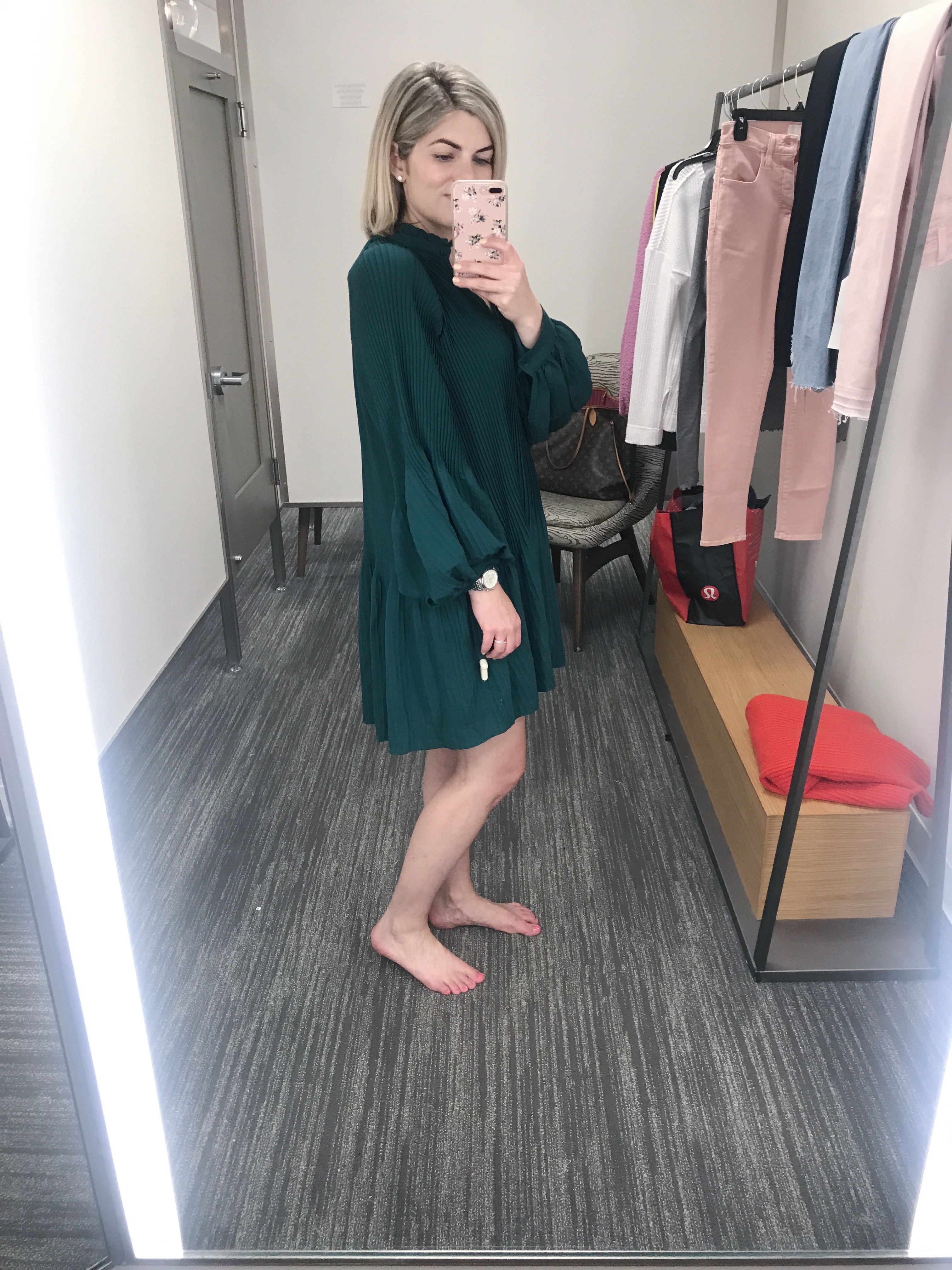 Green pleated dress