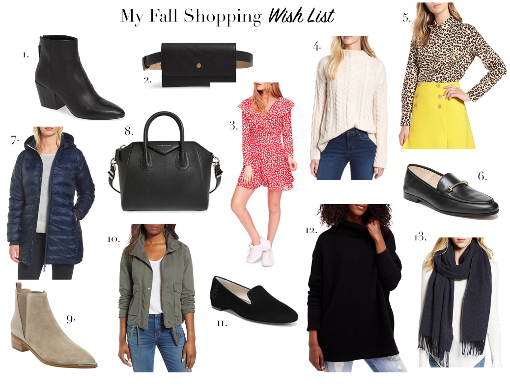 fall shopping list