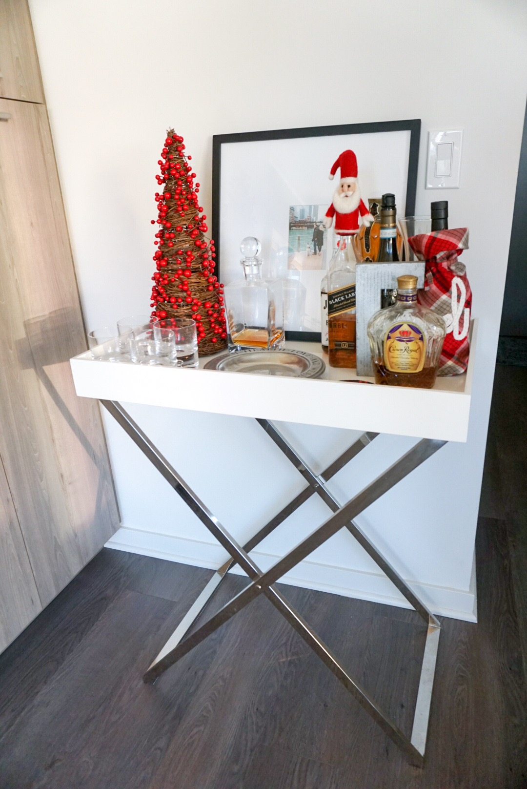 Christmas bar cart