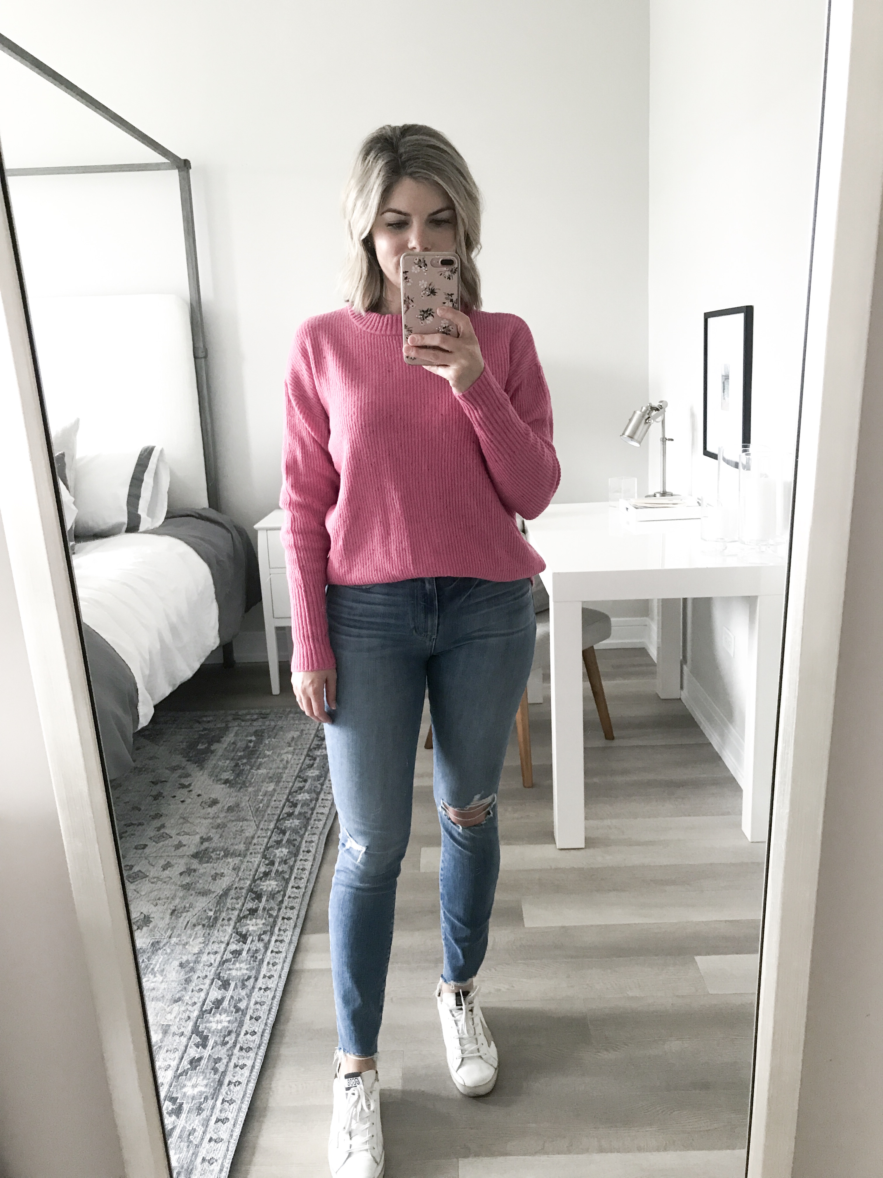 Something Navy hot pink sweater