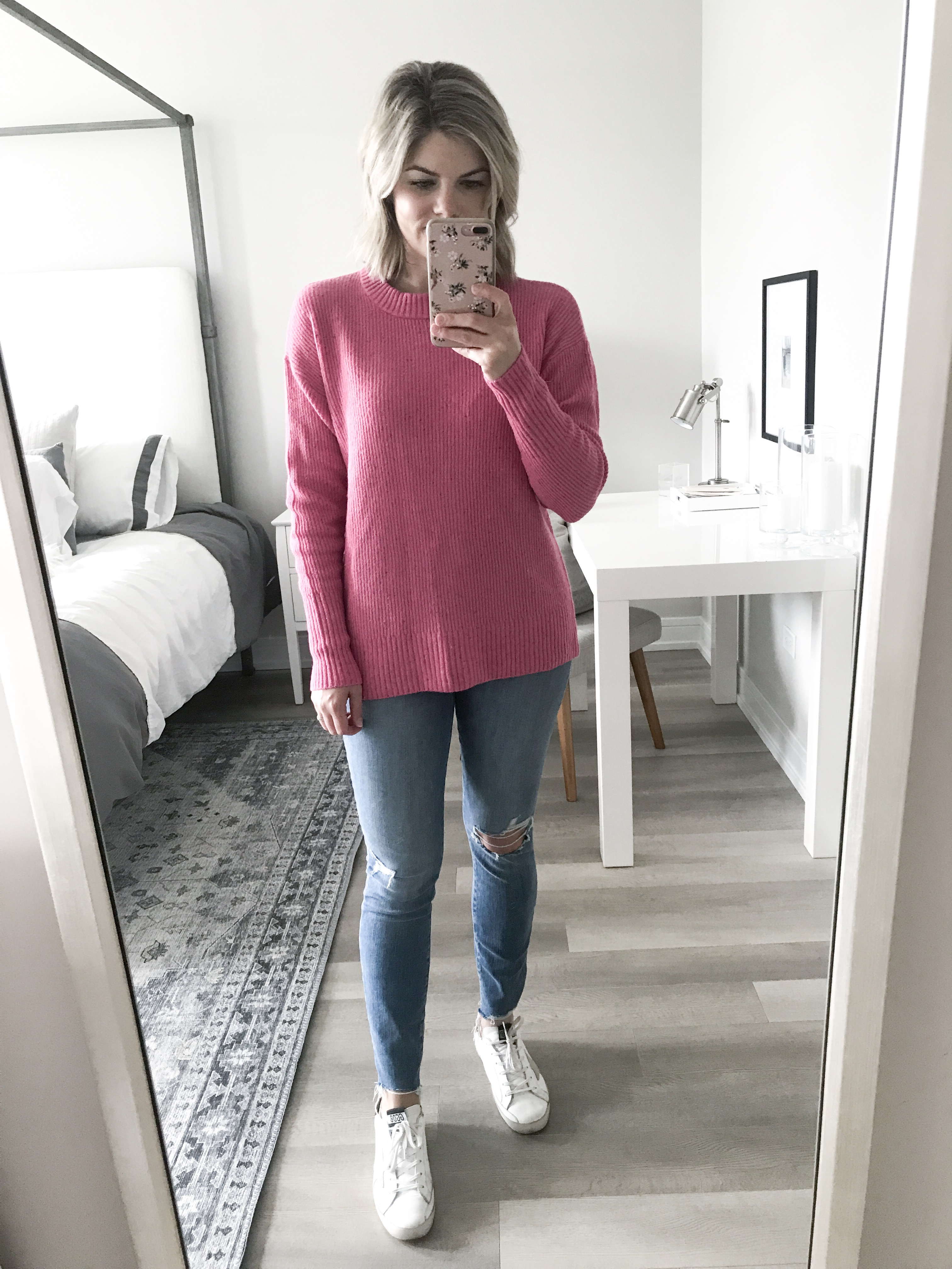 Something Navy hot pink sweater