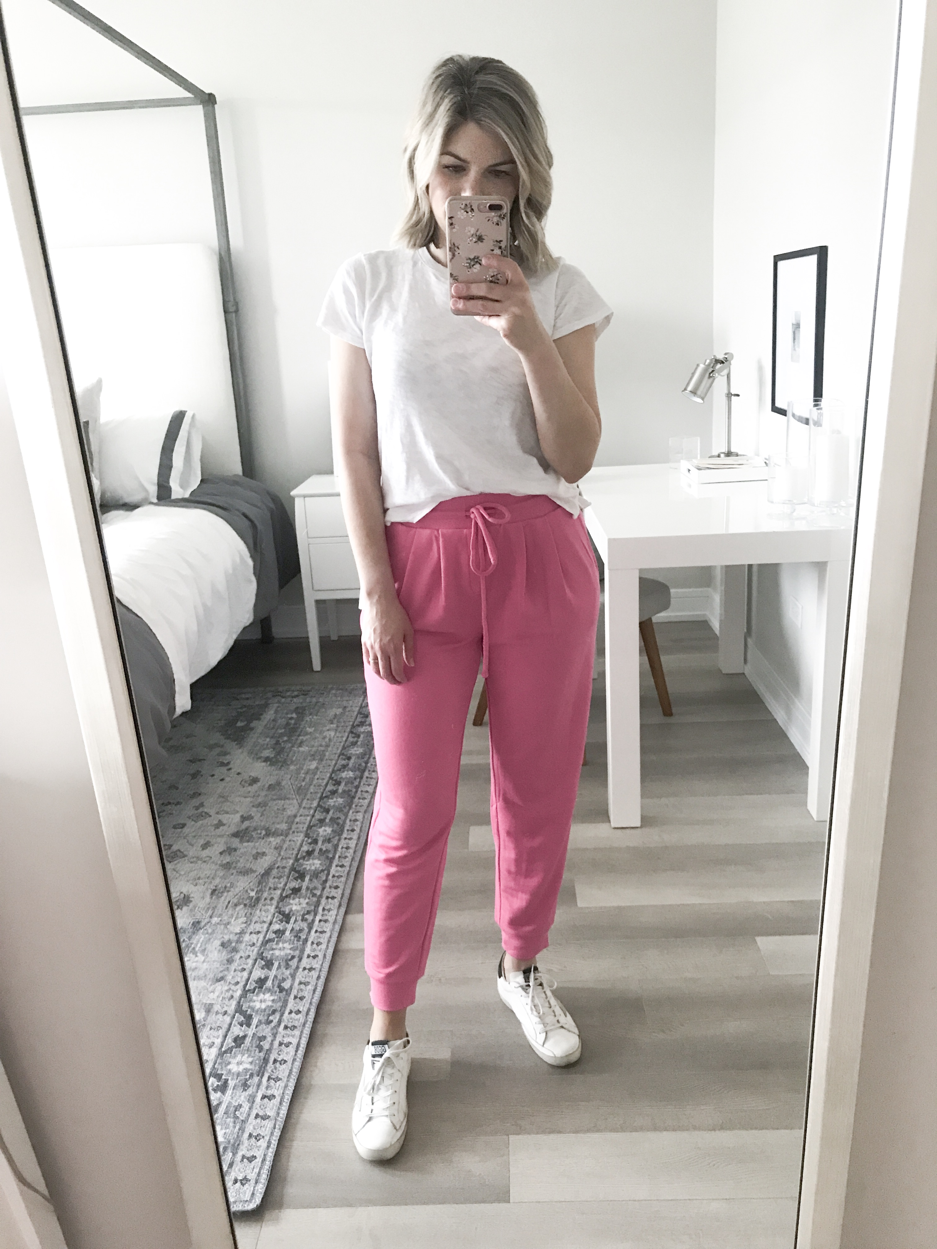 Something Navy hot pink joggers