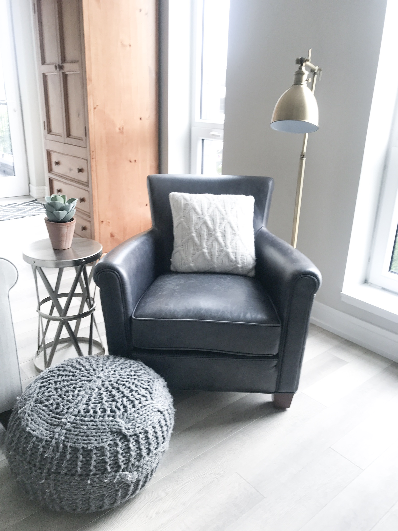 navy leather chair