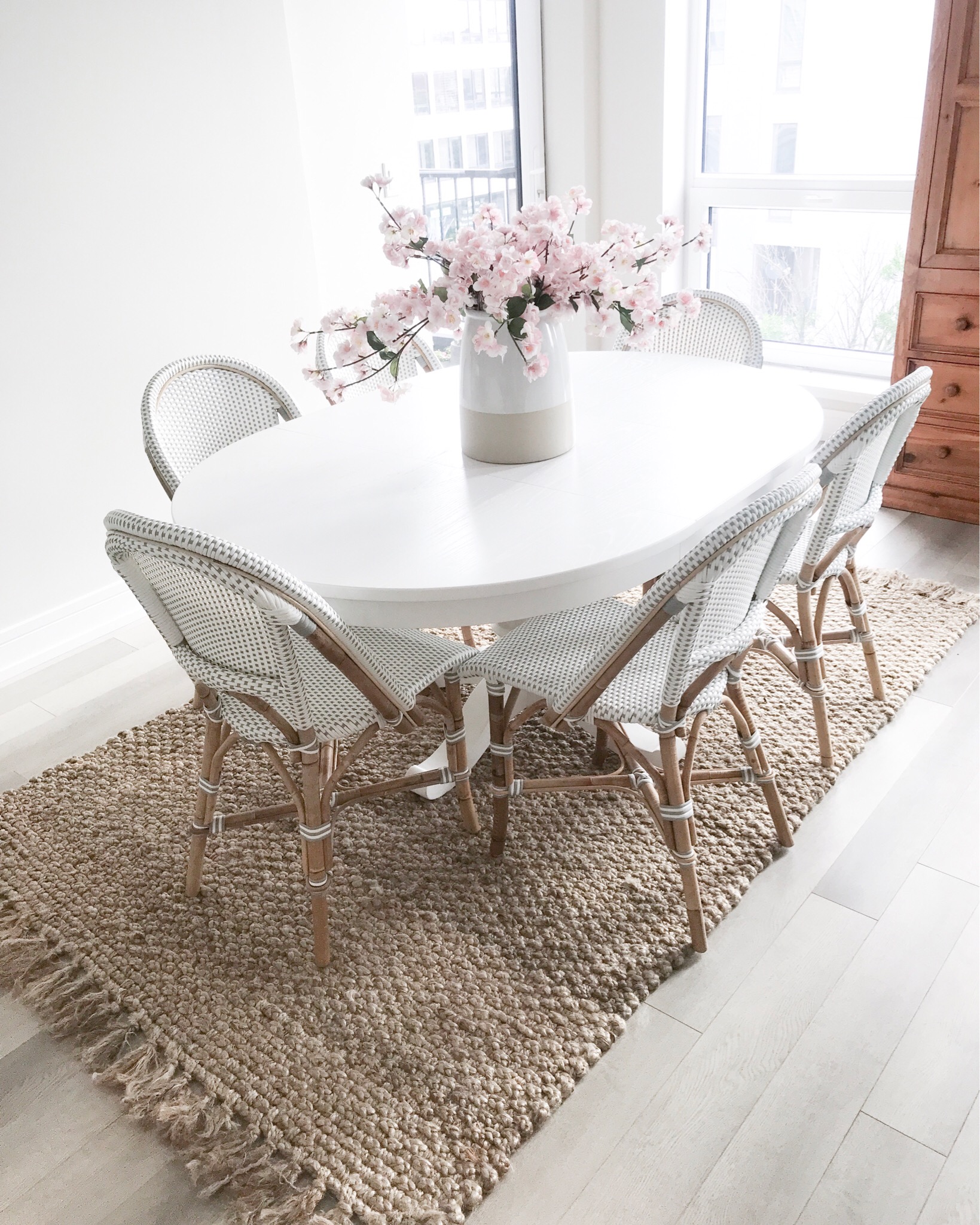 white dining room table