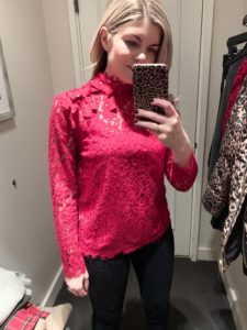 red lace top
