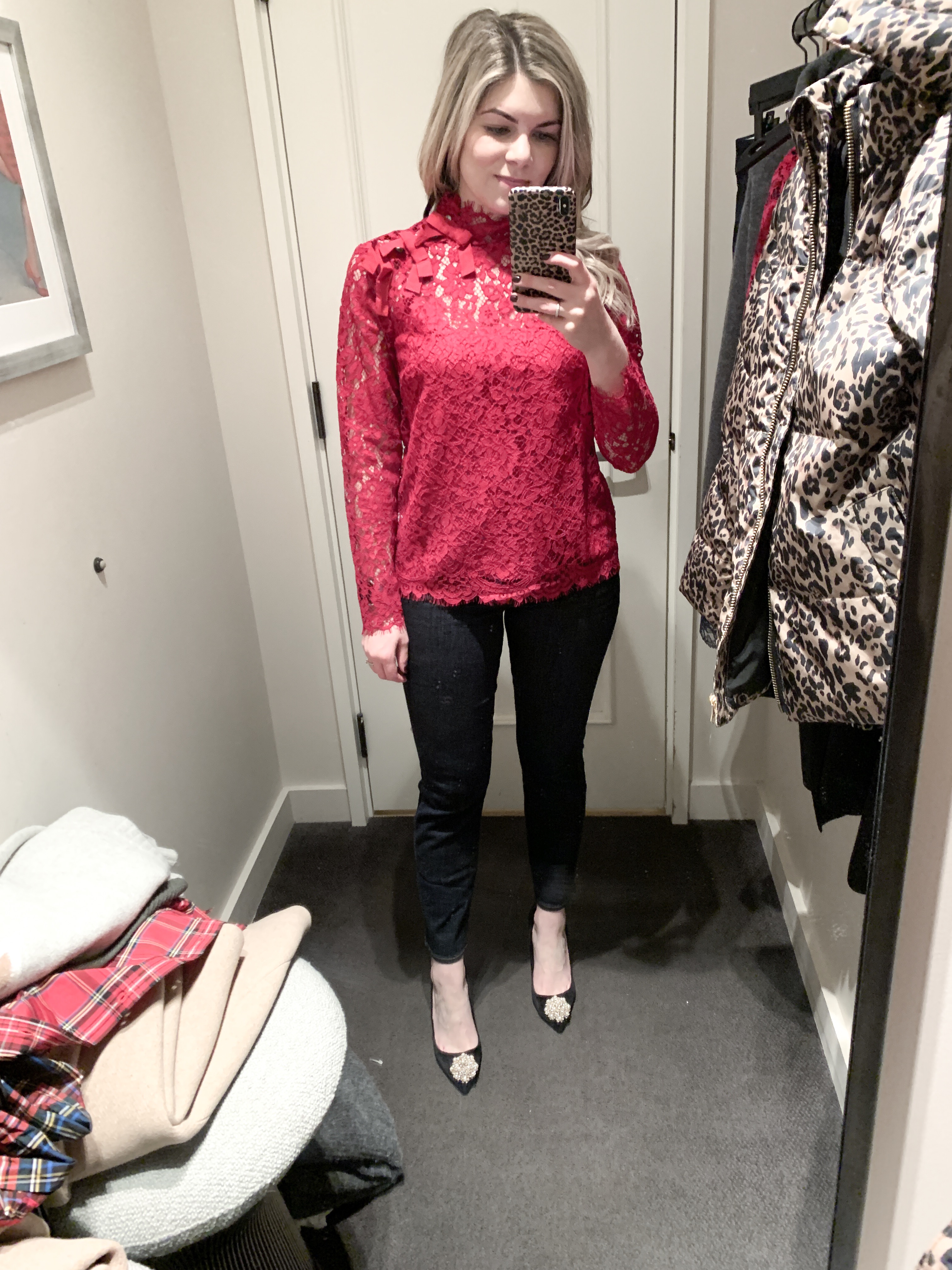 red lace top for holiday parties 