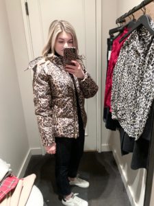 leopard puffer coat
