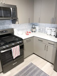 kitchen decorated for Christmas