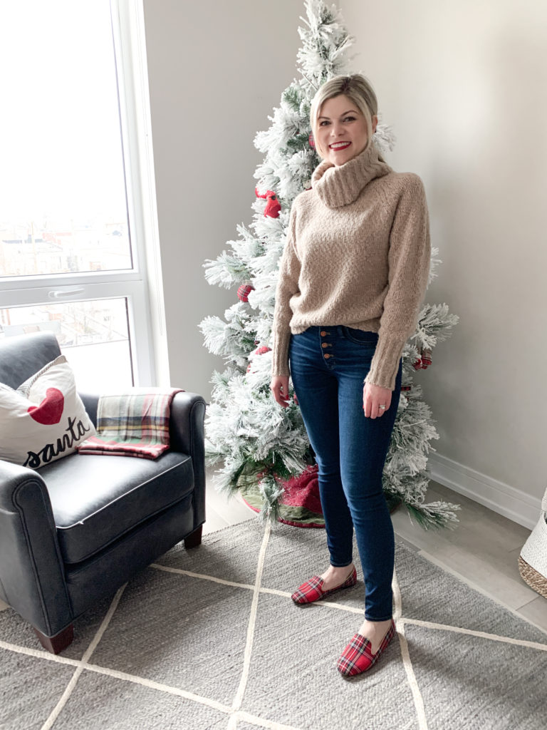A Casual and Festive Christmas Day Outfit - Cashmere & Jeans