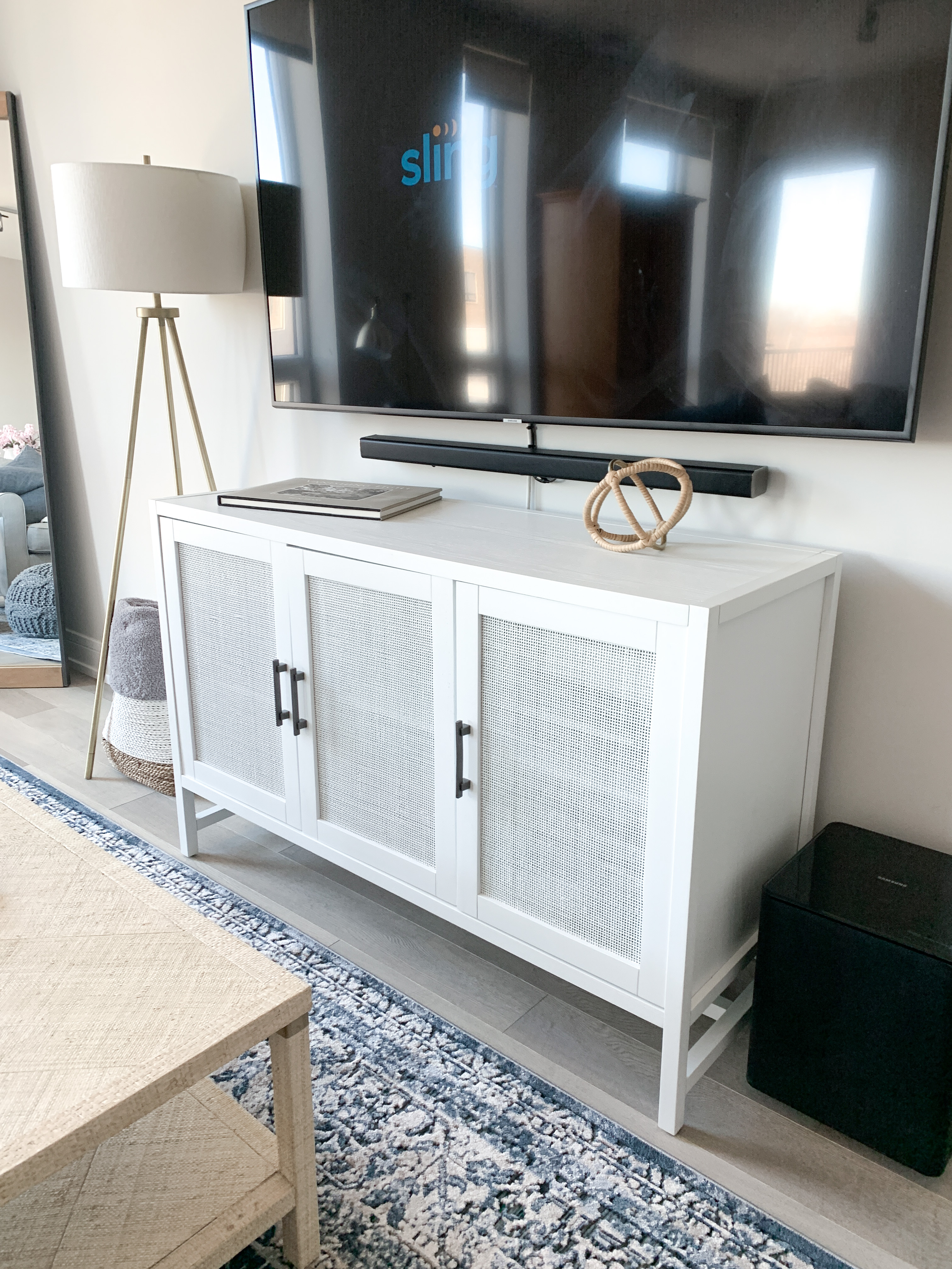 white tv stand